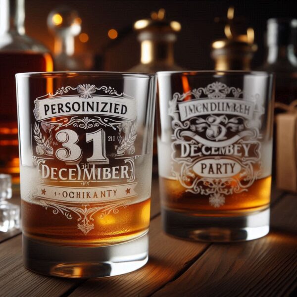 Personalized Deep Engraved 31st December party whiskey glasses - Custom Party Glasses deep engraving your 31st December party whiskey glass name, logo, monogram engraving