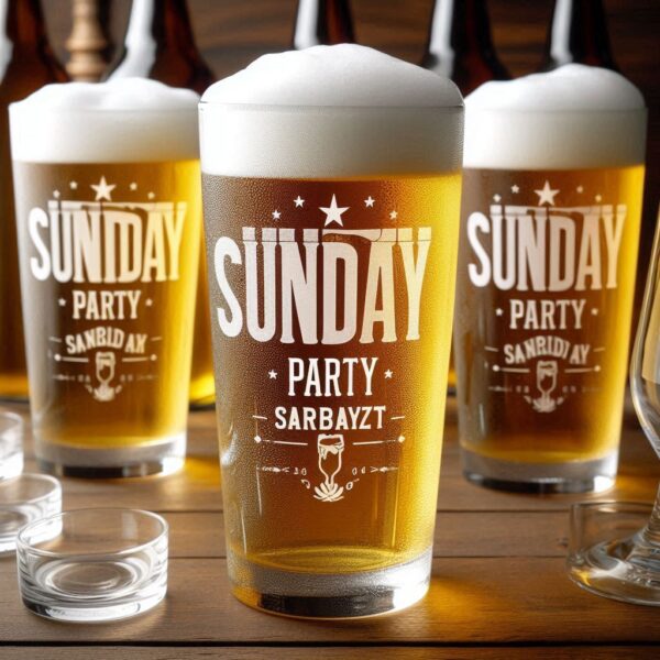 Personalized Deep Engraved Sunday Party beer Glasses - Custom Party Glasses deep engraving your beer glass