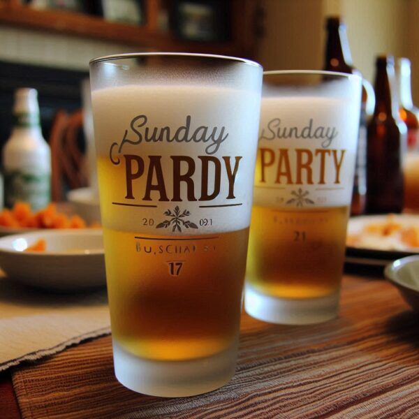 Personalized Deep Engraved Sunday Party beer Glasses - Custom Party Glasses deep engraving your beer glass