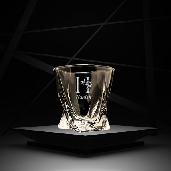 Personalized Deep Engraved special occasion Crystal Whiskey Glass – Custom Deep Engraving with Name, Logo, Photo, or Monogram, love symbol deep engraving