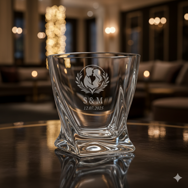 Personalized Crystal Whiskey Glasses 310ml, Twisted Base Design