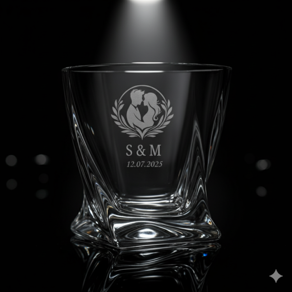 Personalized Crystal Whiskey Glasses 310ml, Twisted Base Design