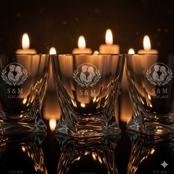 Personalized Crystal Whiskey Glasses 310ml, Twisted Base Design