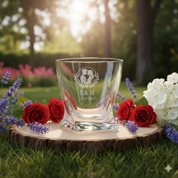 Personalized Crystal Whiskey Glasses 310ml, Twisted Base Design