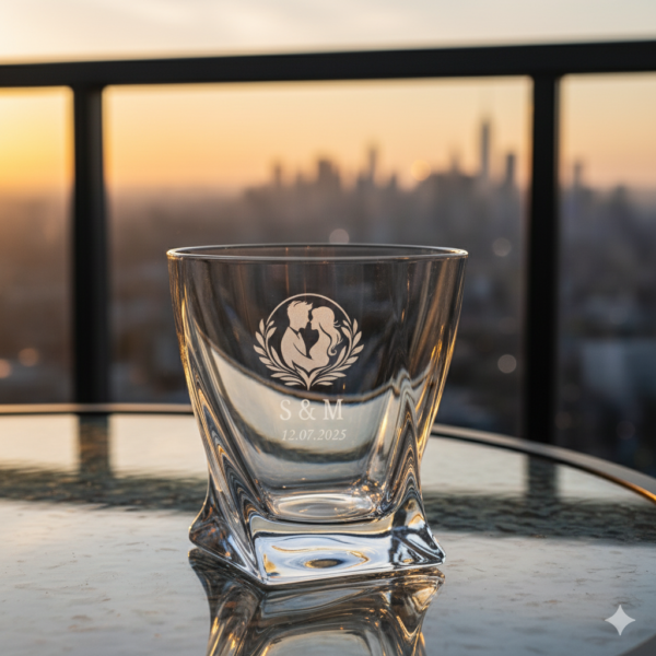 Personalized Crystal Whiskey Glasses 310ml, Twisted Base Design