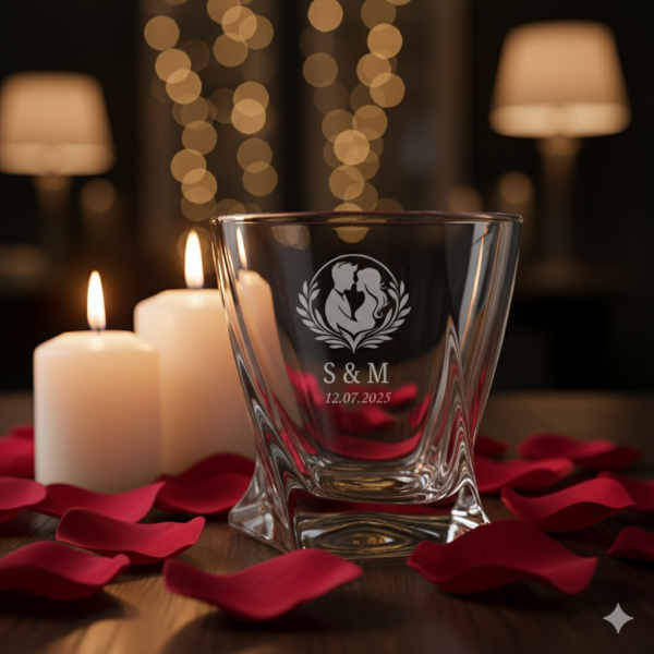 Personalized Crystal Whiskey Glasses 310ml, Twisted Base Design