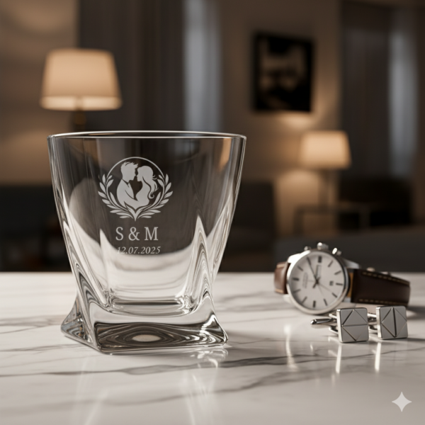 Personalized Crystal Whiskey Glasses 310ml, Twisted Base Design