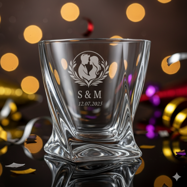 Personalized Crystal Whiskey Glasses 310ml, Twisted Base Design