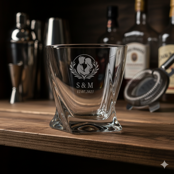 Personalized Crystal Whiskey Glasses 310ml, Twisted Base Design