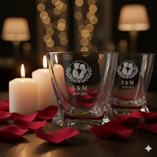 Personalized Crystal Whiskey Glasses 310ml, Twisted Base Design