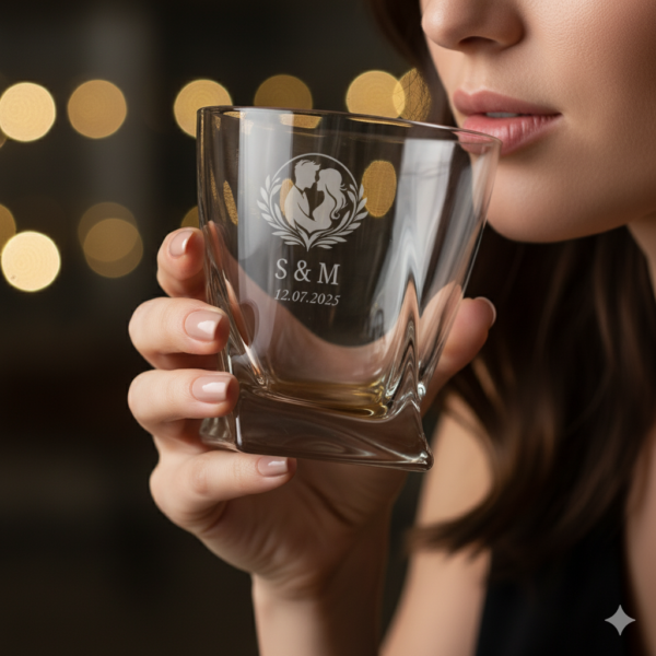 Personalized Crystal Whiskey Glasses 310ml, Twisted Base Design