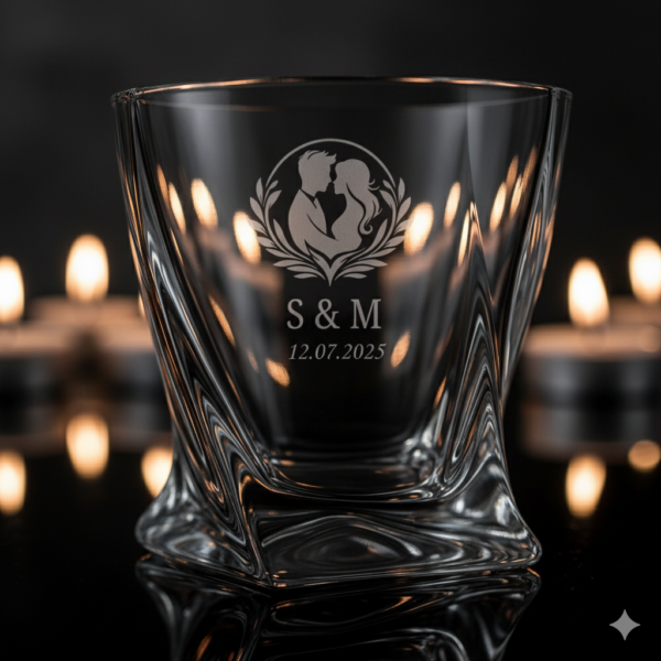 Personalized Crystal Whiskey Glasses 310ml, Twisted Base Design