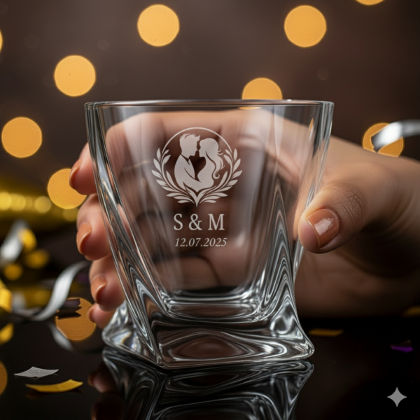 Personalized Crystal Whiskey Glasses 310ml, Twisted Base Design