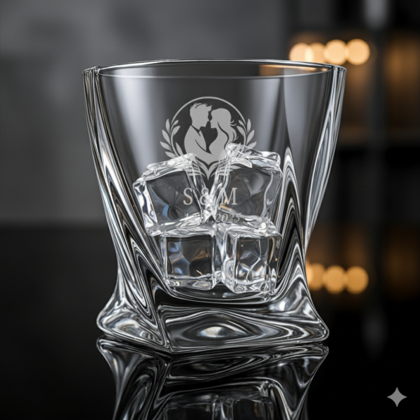 Personalized Crystal Whiskey Glasses 310ml, Twisted Base Design