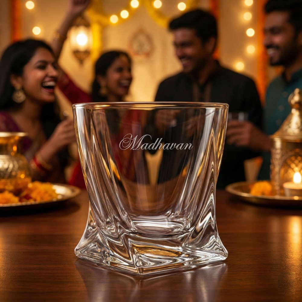 Personalized Engraved Whiskey Glass – Custom Name Deep Etched Crystal Scotch & Bourbon Glass | Luxury Gift for Dad, Husband, Boss, Friend | Birthday, Anniversary, Corporate Gifting