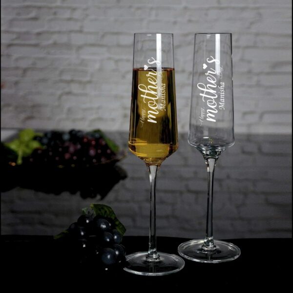 Best2U Personalized Mother's Day Champagne Flute, 250ml, Deep Engraved Name Glass, Wedding Party Gift