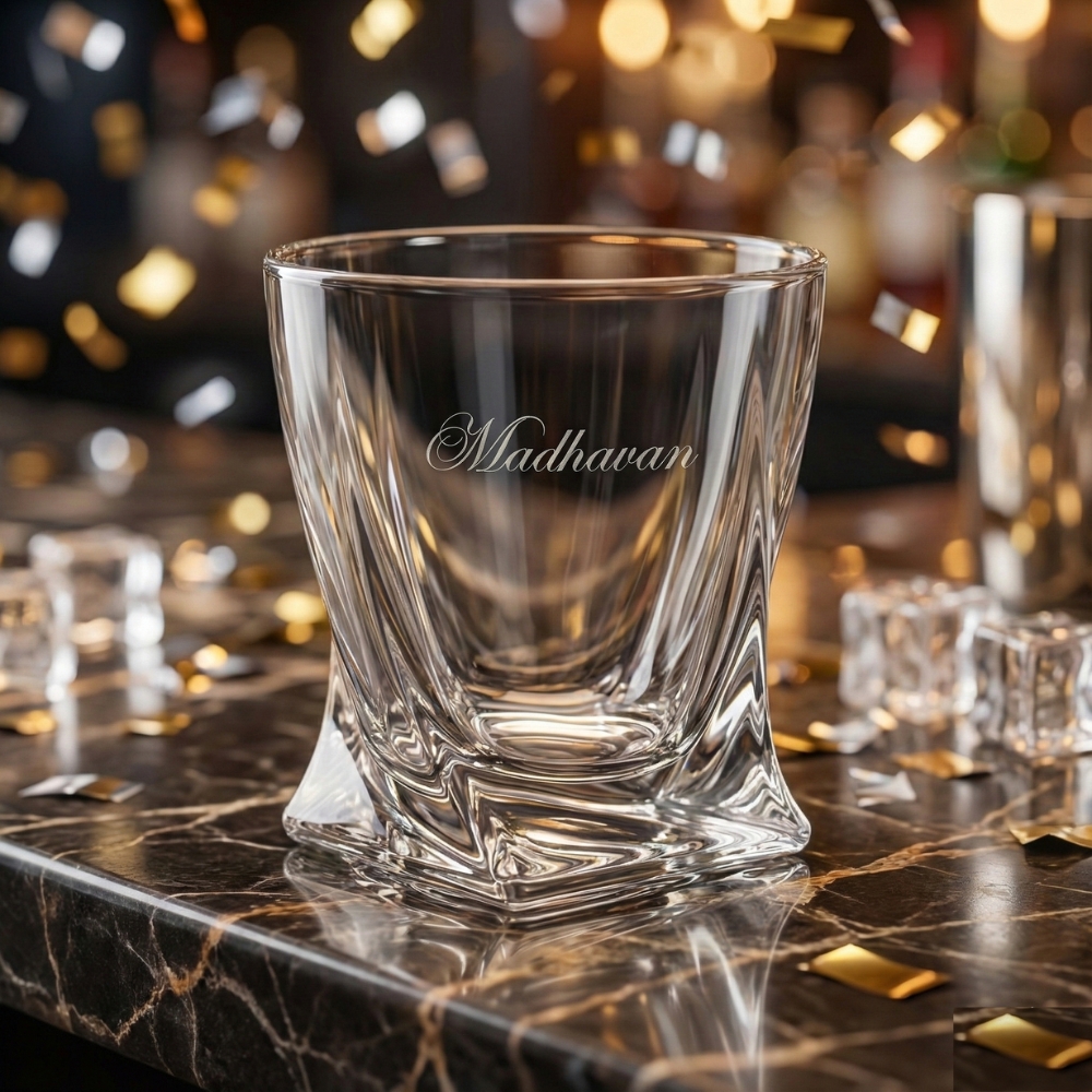Personalized Engraved Whiskey Glass – Custom Name Deep Etched Crystal Scotch & Bourbon Glass | Luxury Gift for Dad, Husband, Boss, Friend | Birthday, Anniversary, Corporate Gifting