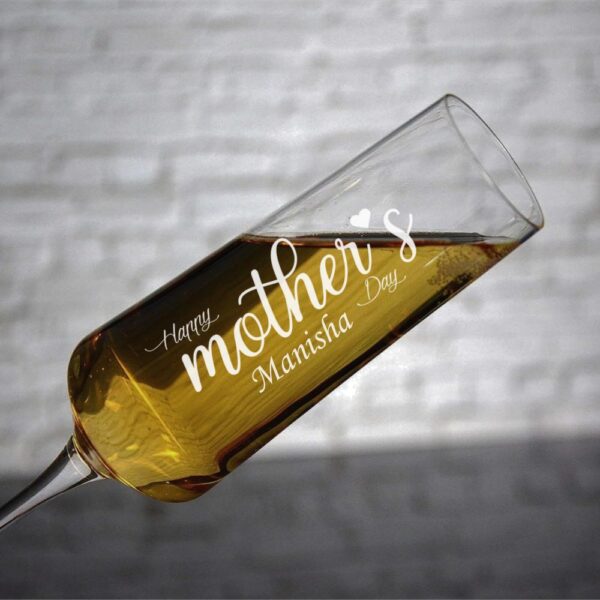 Best2U Personalized Mother's Day Champagne Flute, 250ml, Deep Engraved Name Glass, Wedding Party Gift