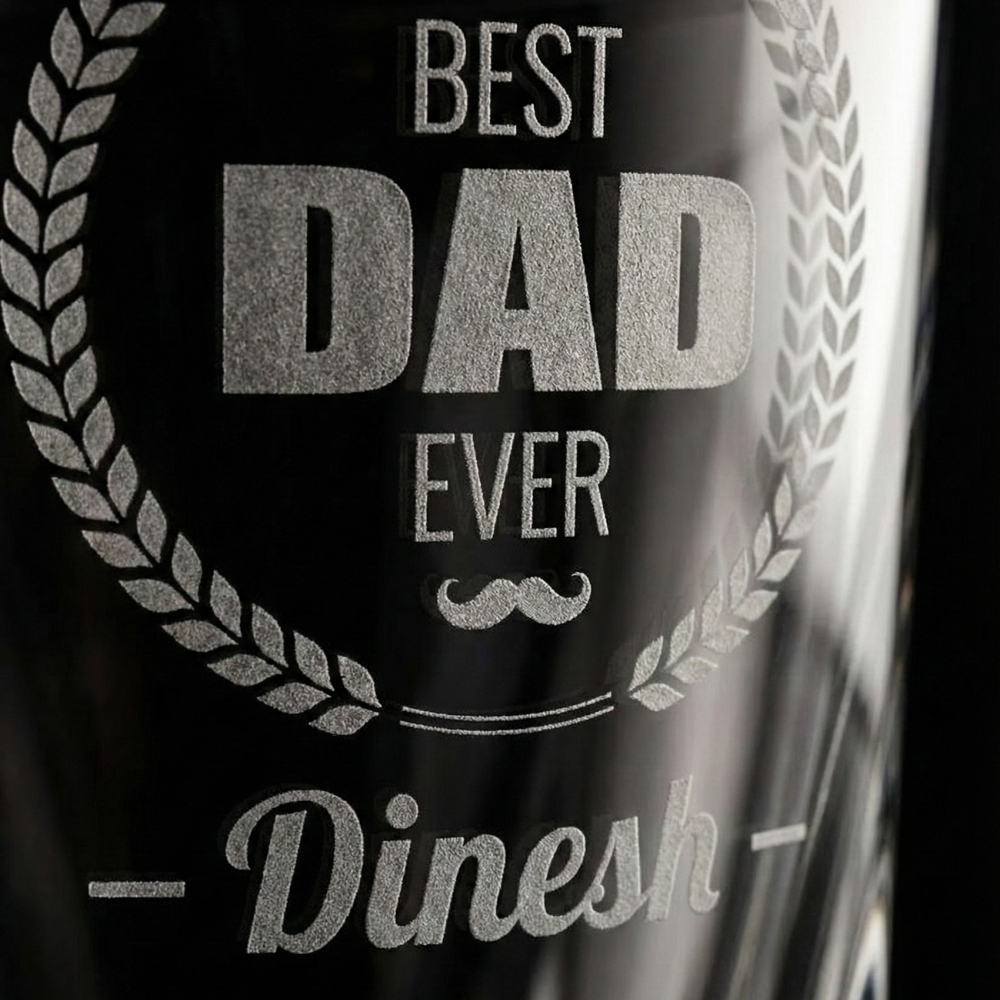 Best2U Personalized Engraved Whiskey Glass for Dad – Custom Name “Best Dad Ever” Crystal Scotch Bourbon Glass | Father’s Day, Birthday Gift for Father (310 ml)