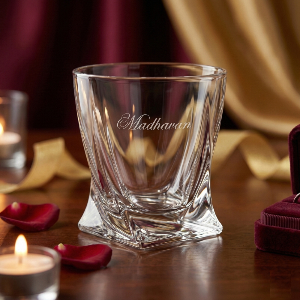 Personalized Engraved Whiskey Glass – Custom Name Deep Etched Crystal Scotch & Bourbon Glass | Luxury Gift for Dad, Husband, Boss, Friend | Birthday, Anniversary, Corporate Gifting