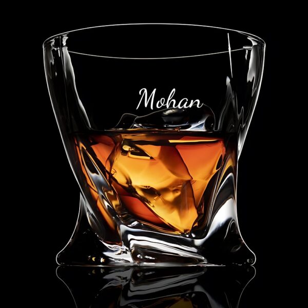Personalized Crystal Whiskey Glass, Twisted Base Design, Custom Engraved Name