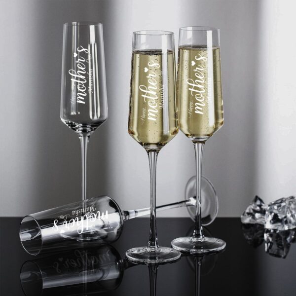 Best2U Personalized Mother's Day Champagne Flute, 250ml, Deep Engraved Name Glass, Wedding Party Gift