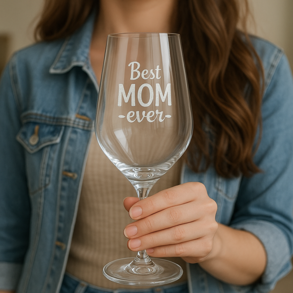 Best Mom Ever Wine Glass 435ml, Crystal Stemware, Deep Engraved Design, Mother's Day Gift 1 pic