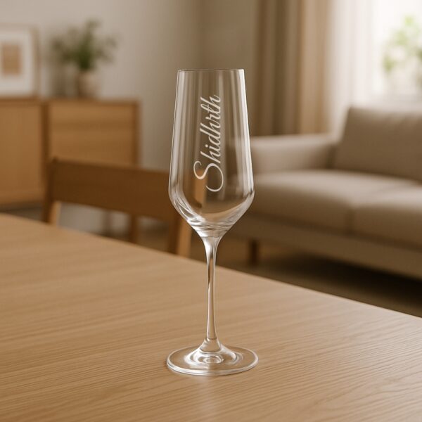 Personalized champagne flute with engraved name Siddharth, 250ml crystal glass for celebrations