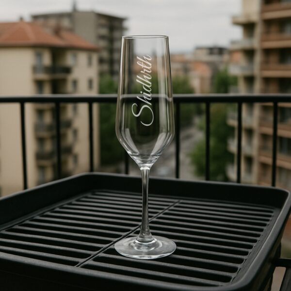 Personalized champagne flute with engraved name Siddharth, 250ml crystal glass for celebrations