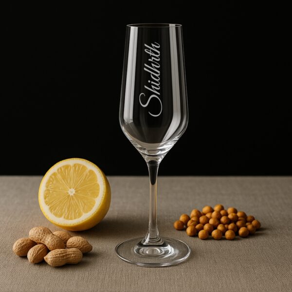 Personalized champagne flute with engraved name Siddharth, 250ml crystal glass for celebrations