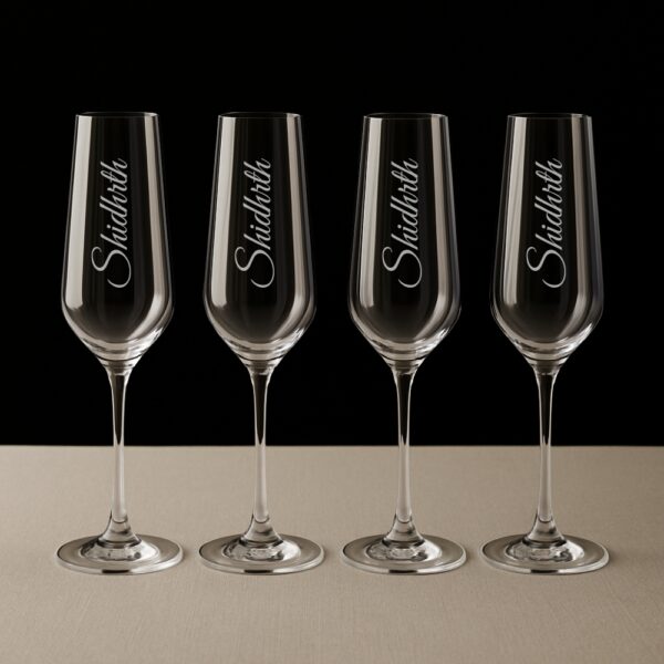 Personalized champagne flute with engraved name Siddharth, 250ml crystal glass for celebrations