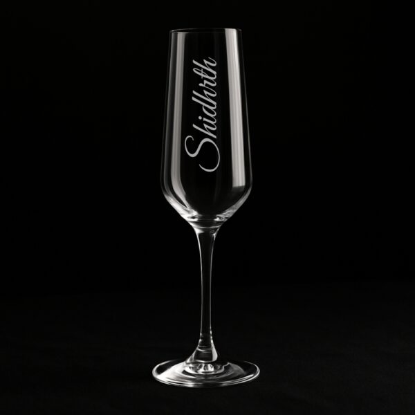 Personalized champagne flute with engraved name Siddharth, 250ml crystal glass for celebrations