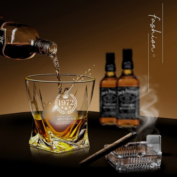 Personalized Whiskey Glass Engraved – Custom Crystal Scotch Bourbon Glass for Men – Wedding, Anniversary, Birthday Gift for Groomsmen, Dad, Husband (Your Name/Text)