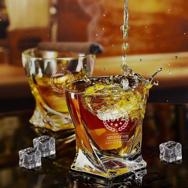 Personalized Whiskey Glass Engraved – Custom Crystal Scotch Bourbon Glass for Men – Wedding, Anniversary, Birthday Gift for Groomsmen, Dad, Husband (Your Name/Text)