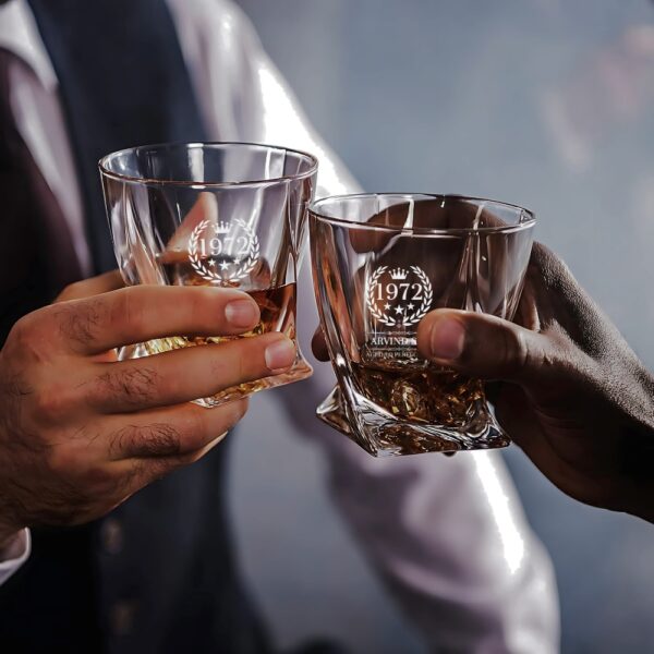 Personalized Whiskey Glass Engraved – Custom Crystal Scotch Bourbon Glass for Men – Wedding, Anniversary, Birthday Gift for Groomsmen, Dad, Husband (Your Name/Text)