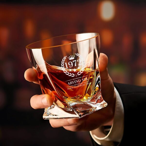 Personalized Whiskey Glass Engraved – Custom Crystal Scotch Bourbon Glass for Men – Wedding, Anniversary, Birthday Gift for Groomsmen, Dad, Husband (Your Name/Text)