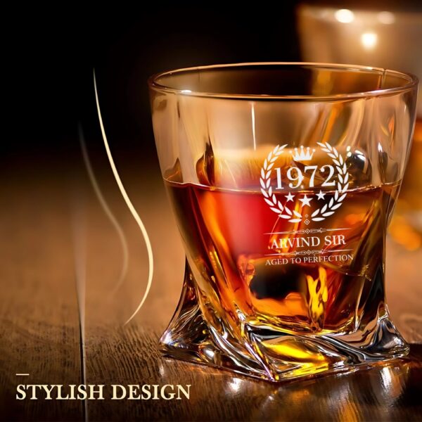 Personalized Whiskey Glass Engraved – Custom Crystal Scotch Bourbon Glass for Men – Wedding, Anniversary, Birthday Gift for Groomsmen, Dad, Husband (Your Name/Text)