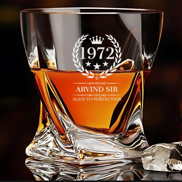 Personalized Whiskey Glass Engraved – Custom Crystal Scotch Bourbon Glass for Men – Wedding, Anniversary, Birthday Gift for Groomsmen, Dad, Husband (Your Name/Text)