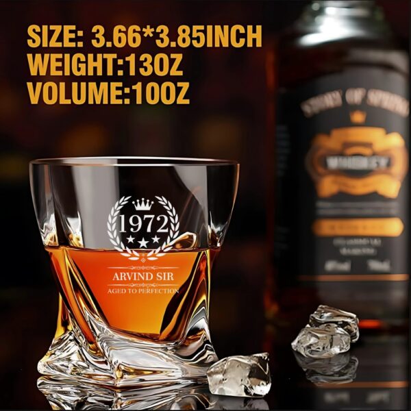 Personalized Whiskey Glass Engraved – Custom Crystal Scotch Bourbon Glass for Men – Wedding, Anniversary, Birthday Gift for Groomsmen, Dad, Husband (Your Name/Text)
