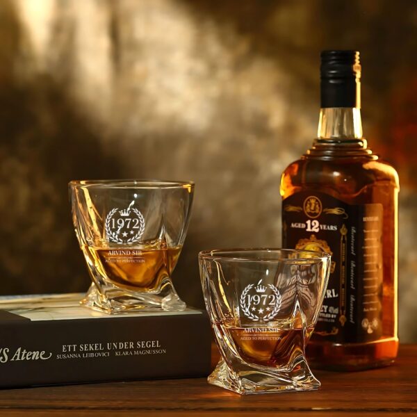 Personalized Whiskey Glass Engraved – Custom Crystal Scotch Bourbon Glass for Men – Wedding, Anniversary, Birthday Gift for Groomsmen, Dad, Husband (Your Name/Text)