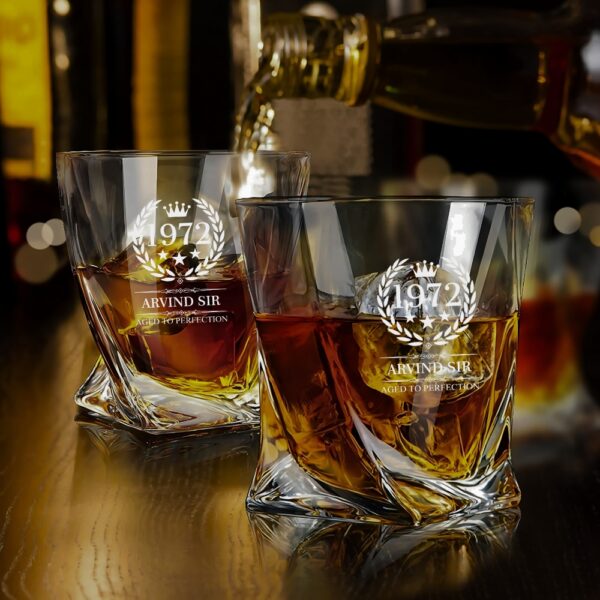 Personalized Whiskey Glass Engraved – Custom Crystal Scotch Bourbon Glass for Men – Wedding, Anniversary, Birthday Gift for Groomsmen, Dad, Husband (Your Name/Text)