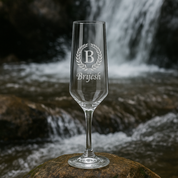 Custom engraved crystal champagne flute, perfect gift for bride, bridesmaid, or anniversary