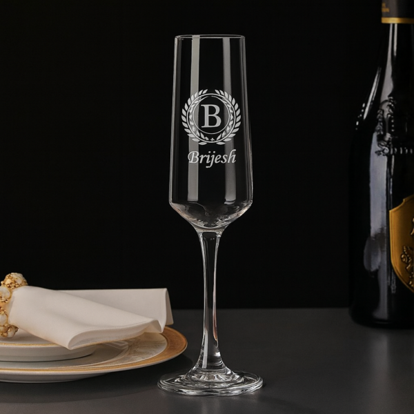 Custom engraved crystal champagne flute, perfect gift for bride, bridesmaid, or anniversary