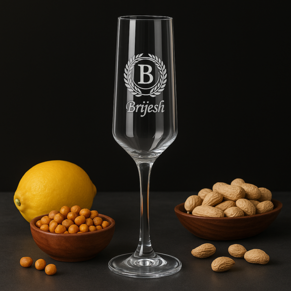Custom engraved crystal champagne flute, perfect gift for bride, bridesmaid, or anniversary