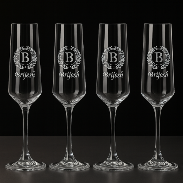 Custom engraved crystal champagne flute, perfect gift for bride, bridesmaid, or anniversary