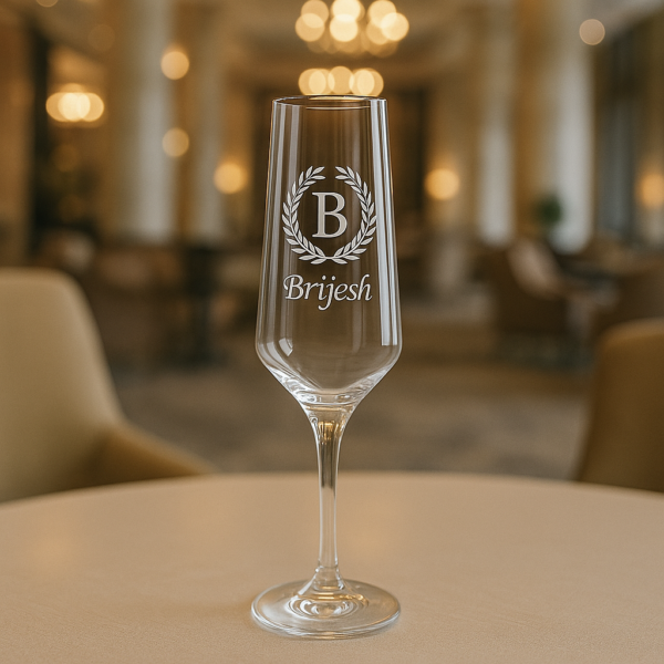 Custom engraved crystal champagne flute, perfect gift for bride, bridesmaid, or anniversary