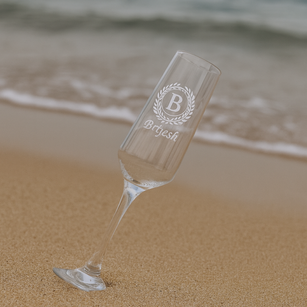Custom engraved crystal champagne flute, perfect gift for bride, bridesmaid, or anniversary