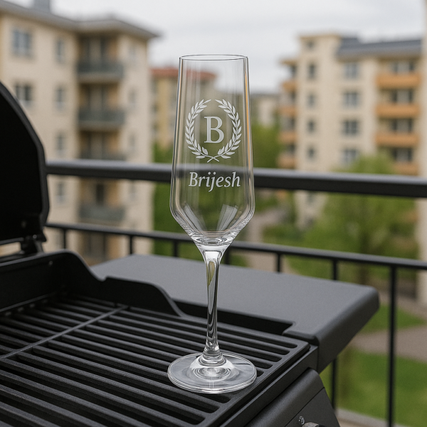 Custom engraved crystal champagne flute, perfect gift for bride, bridesmaid, or anniversary
