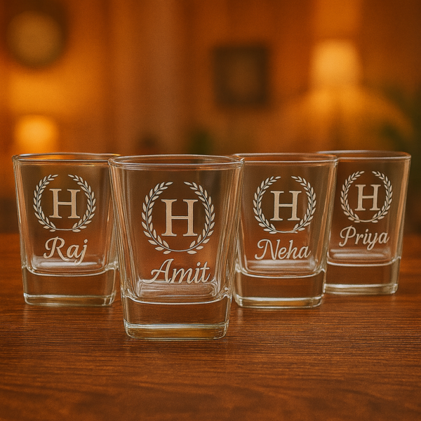 Personalized Whiskey Glass with Custom Initial and Name – 290ml Crystal Tumbler with Deep Engraved Laurel Wreath Design – Premium Gift for Groomsmen, Bridesmaids, Him, or Whiskey Lovers