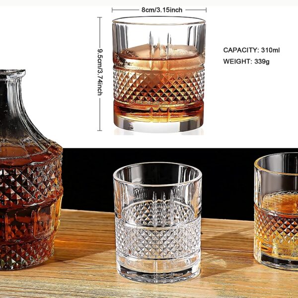 Personalized engraved whiskey glass with geometric diamond-cut design and name engraving